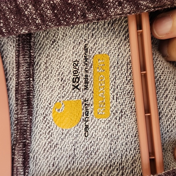 Carhartt purple marle kangaroo pocket hoodie thumb holes size XS - Picture 3 of 7